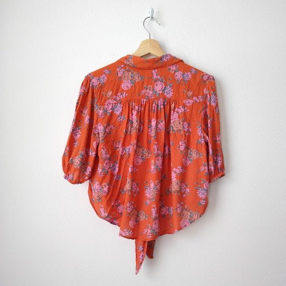 Free People Floral Cropped Tie Front Top | S - Picture 5 of 5